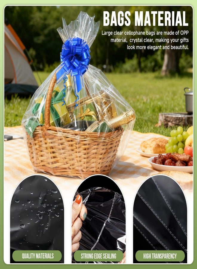 Philbinden 6 PCS 30 x 40 Inch Extra Large Cellophane Gift Bags,Includes 6 PCS Pull Gift Bows - Clear Cello Gift Bags for Gift Baskets Baby Shower Birthday Wedding Party favor - Image 3